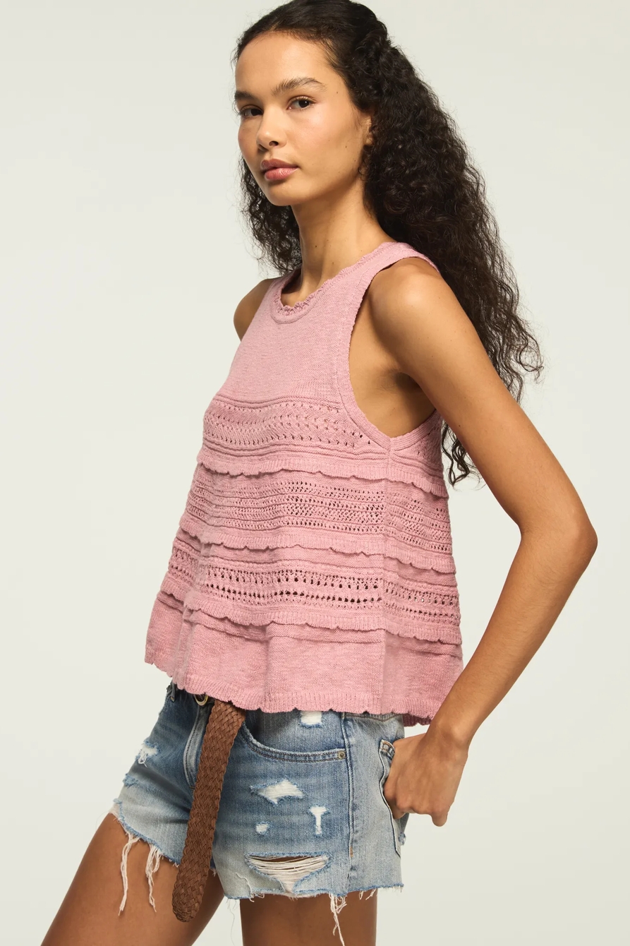 TIERED RUFFLE SWEATER TANK — LILAS — image 4