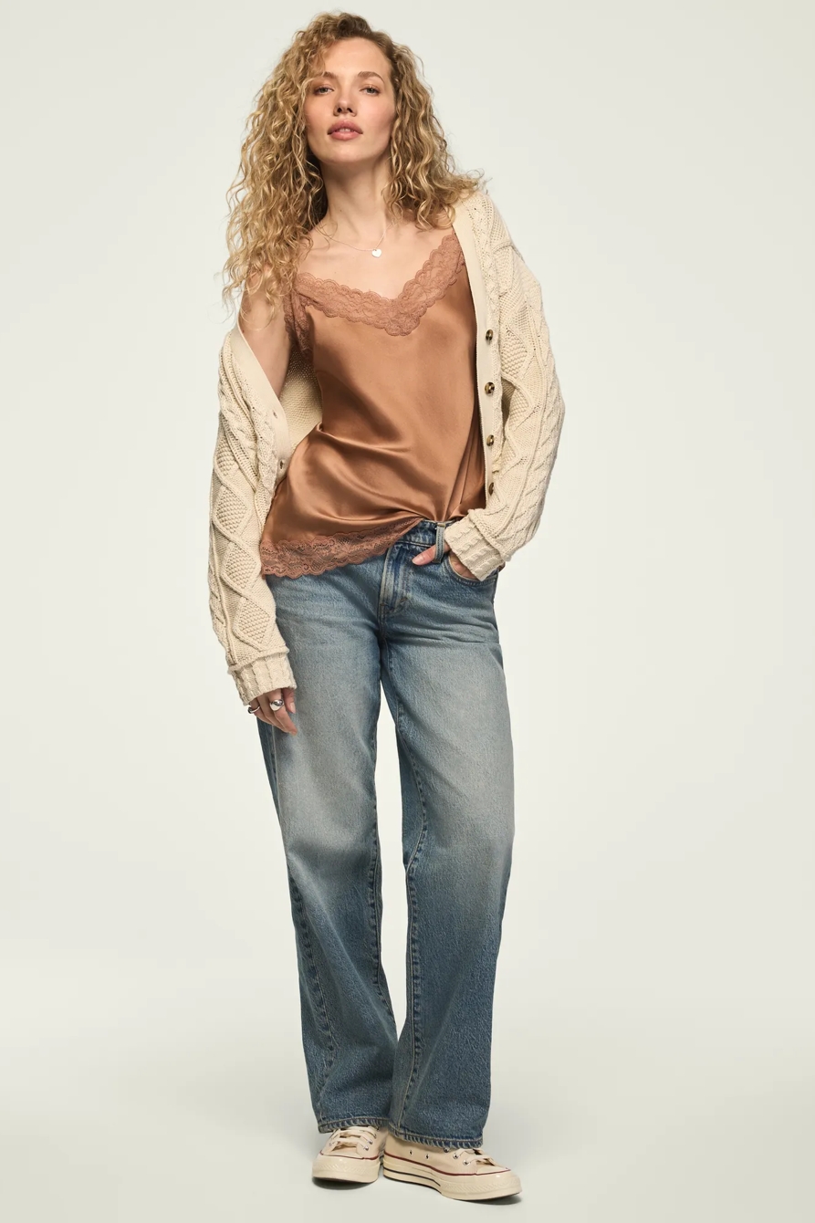 BOXY CABLE CARDIGAN — WHITECAP GRAY — image 5