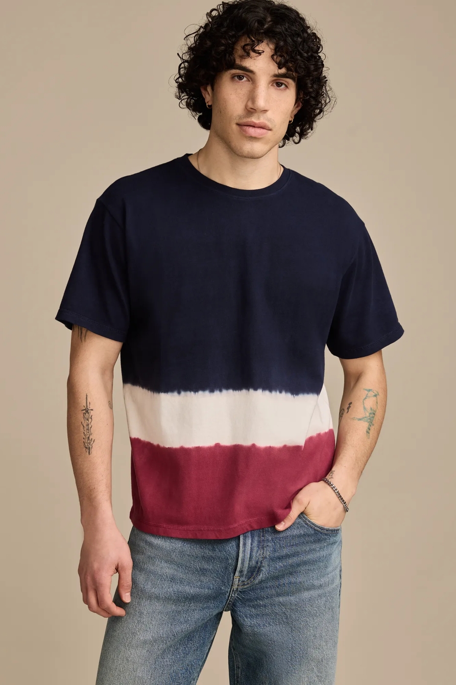 DIP DYE RELAXED FIT T SHIRT — NAVY MULTI — image 1