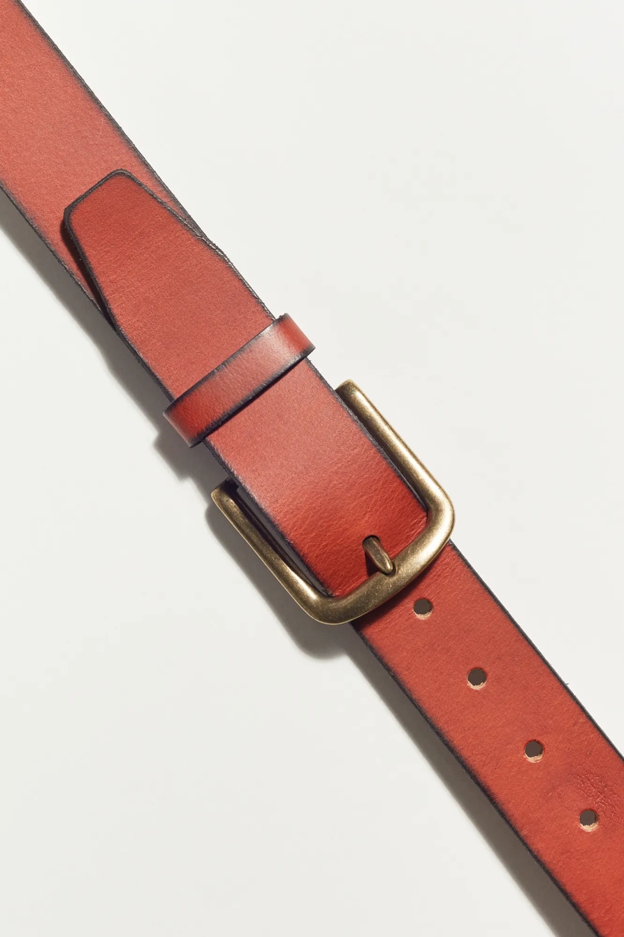 MEN'S BURNISHED LEATHER BELT — MEDIUM BROWN — image 2