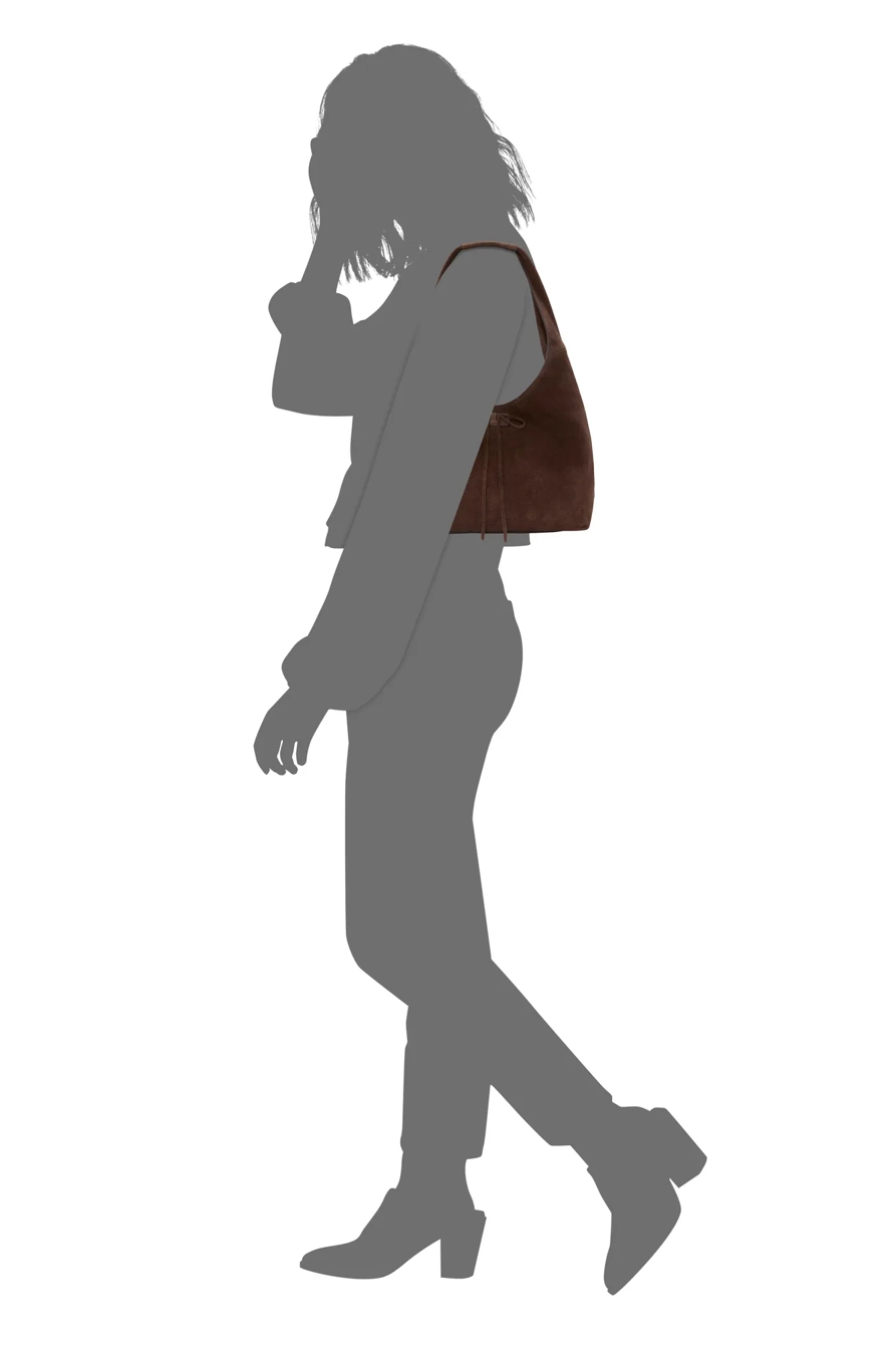 CLEM MINI SUEDE HOBO BAG — DARK BROWN — image 4