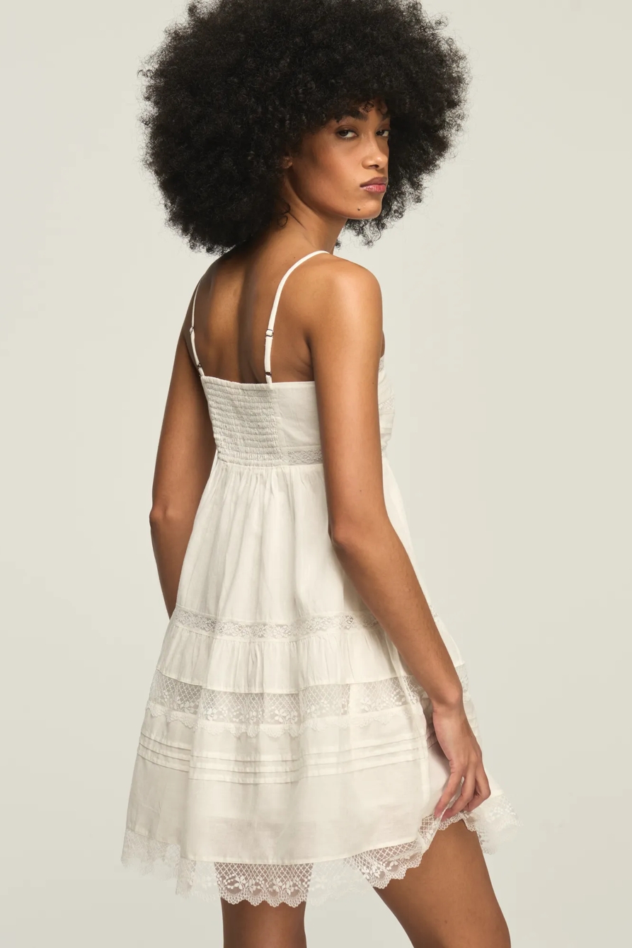 TRIM MIX MINI DRESS — WHISPER WHITE — image 3