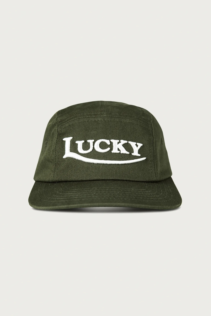 Lucky Embroidered 5 Panel Hat — LIGHT GREEN — image 4