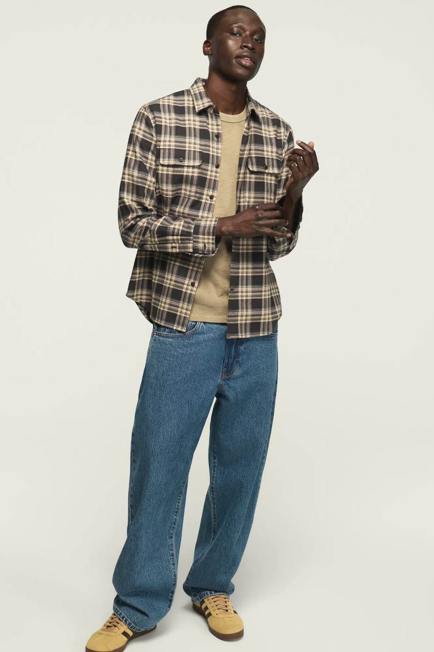 HERRINGBONE LONG SLEEVE HUMBOLDT SHIRT — BLACK MULTI PLAID — image 1