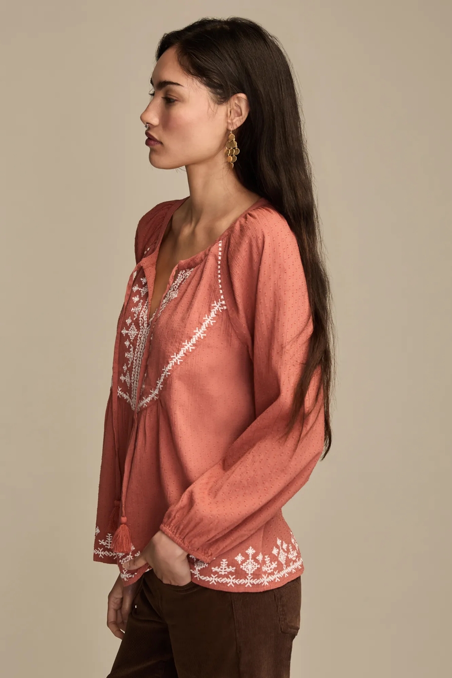 EASY EMBROIDERED PEASANT TOP — REDWOOD BURL — image 4