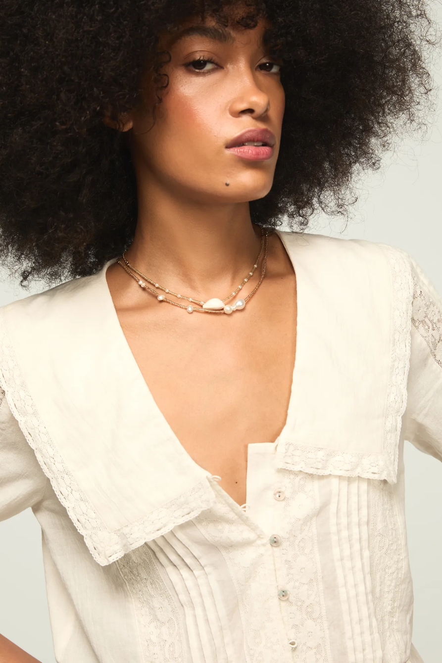 PETER PAN PEPLUM BLOUSE — WHITE — image 2