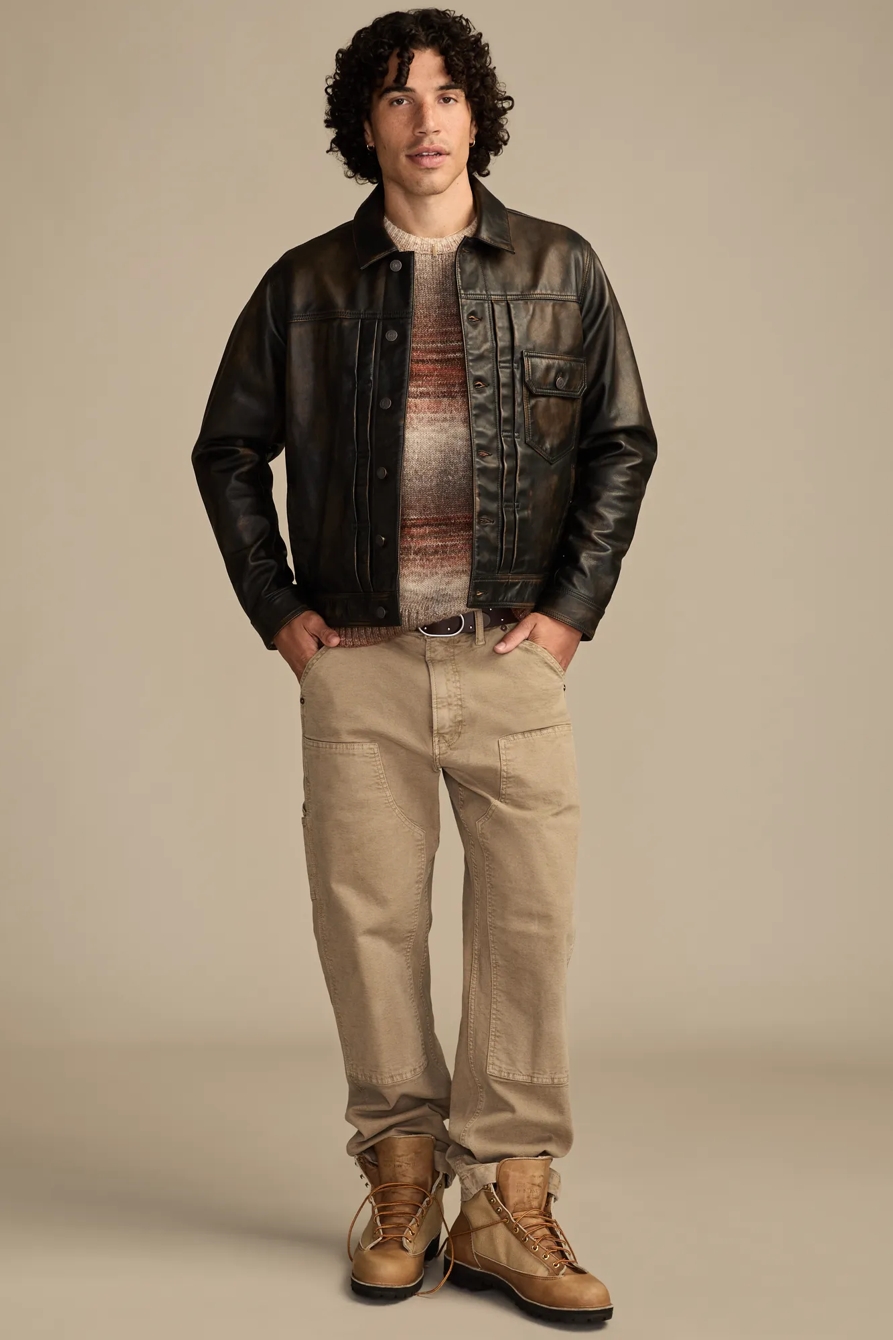 DISTRESSED LEATHER TRUCKER — WASHED BLACK — image 5