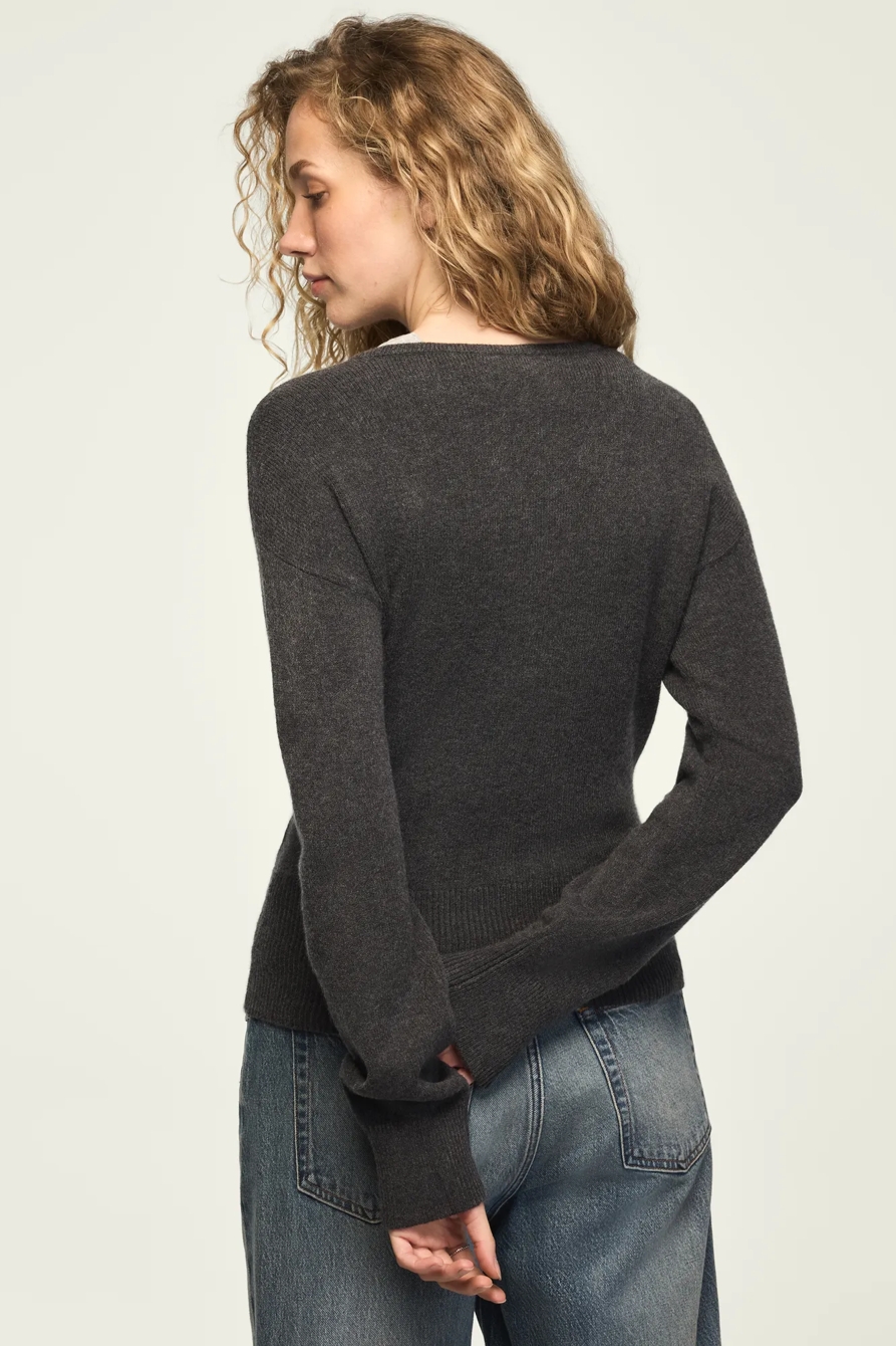 CLOUD SOFT SURPLICE SWEATER — CHARCOAL GRAY — image 3