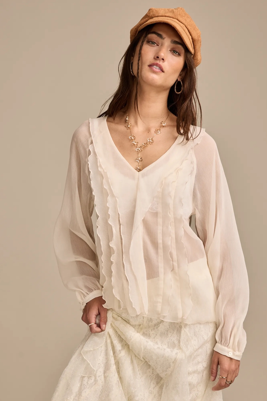 FEMME RUFFLE TOP — CREAM — image 1