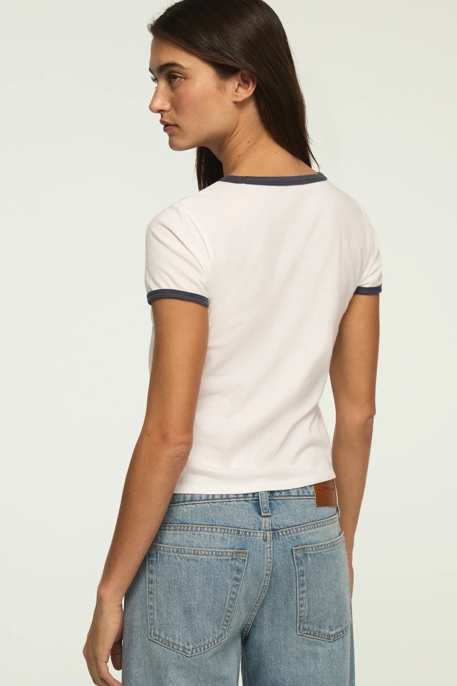 LUCKY BOW CROP RINGER TEE — BRIGHT WHITE — image 4
