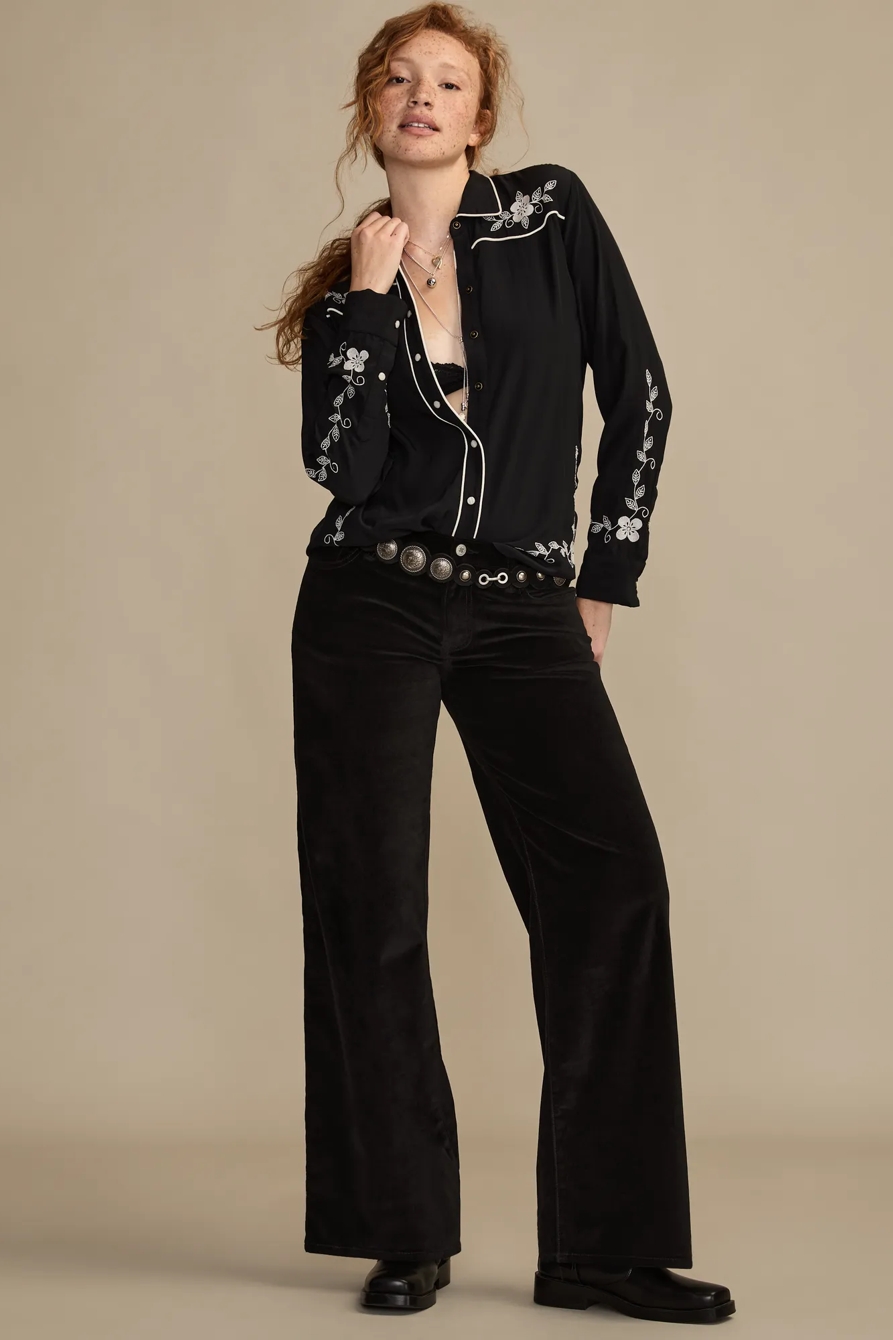 Mid Rise Velvet Sweet Wide Leg — SHOWDOWN — image 1