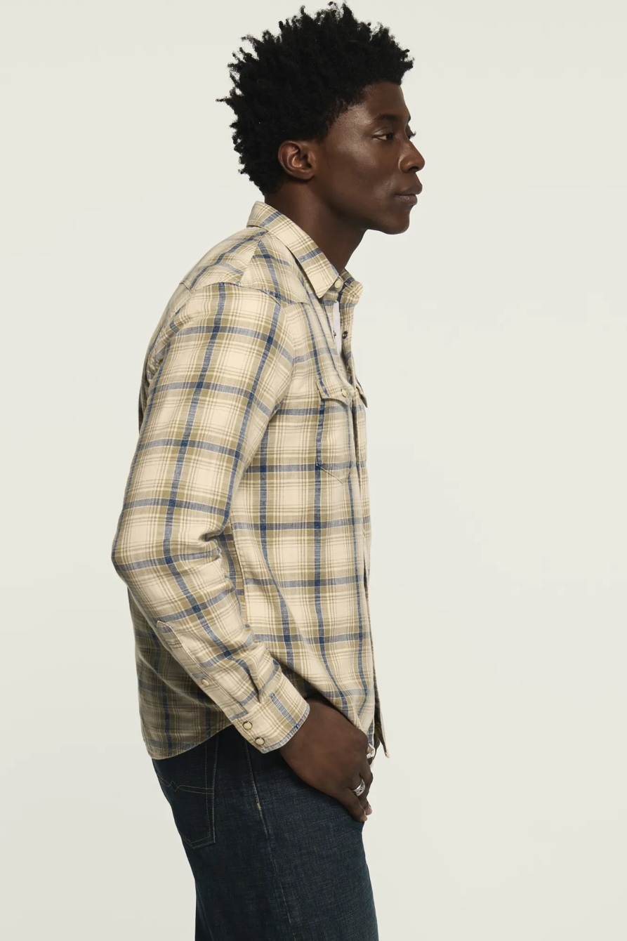 INDIGO PLAID WESTERN SHIRT — NATURAL MULTI PLAID — image 4