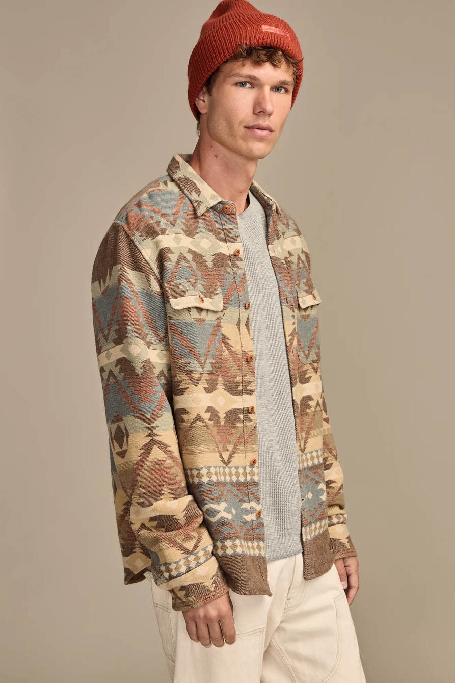 JACQUARD FLANNEL SHIRT — BROWN MULTI — image 4