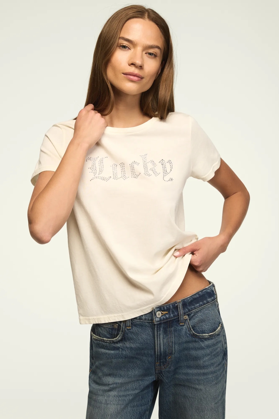 LUCKY EMBELLISHED CLASSIC CREW — CANOLI CREAM — image 1