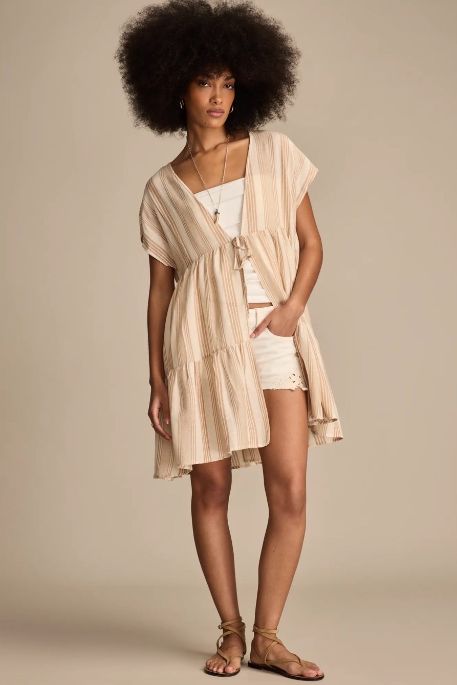 STRIPED TIERED KIMONO — RUST STRIPE — image 1