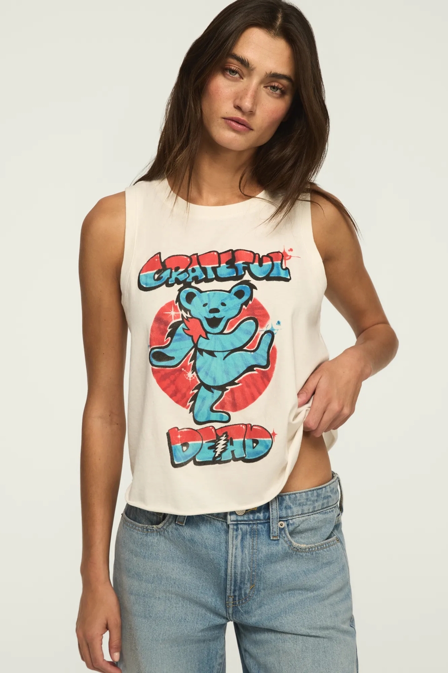 GRATEFUL DEAD AIRBRUSH MUSCLE TANK — BRIGHT WHITE — image 2