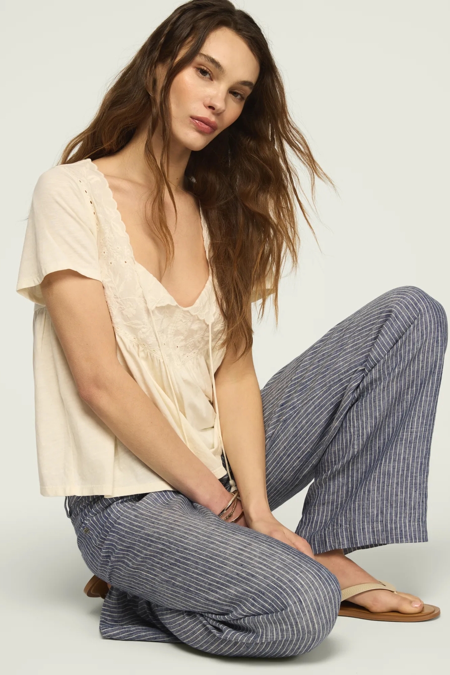 EMBROIDERED YOKE TASSLE TOP — WHISPER WHITE — image 5