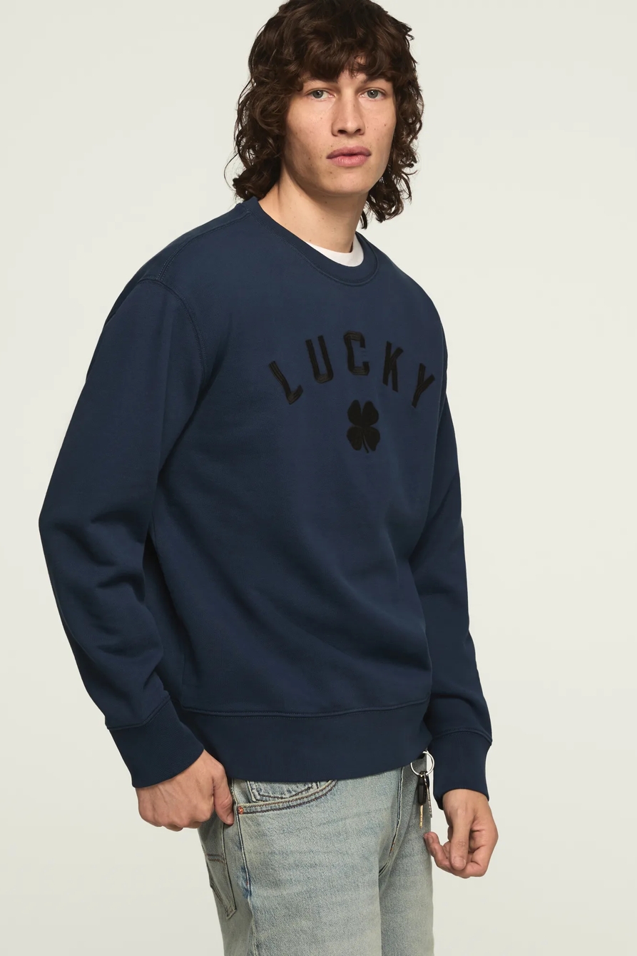 LUCKY CLOVER FLEECE CREWNECK SWEATSHIRT — INSIGNIA BLUE — image 4