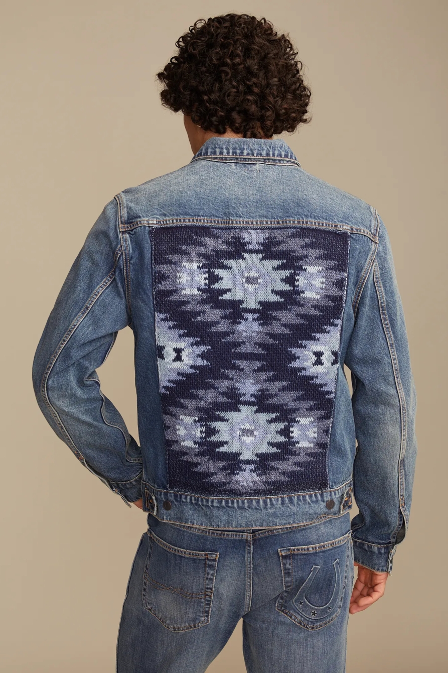 FRONTIER DENIM JACKET W/ SWEATER BACK PANEL — OUTLAW — image 1