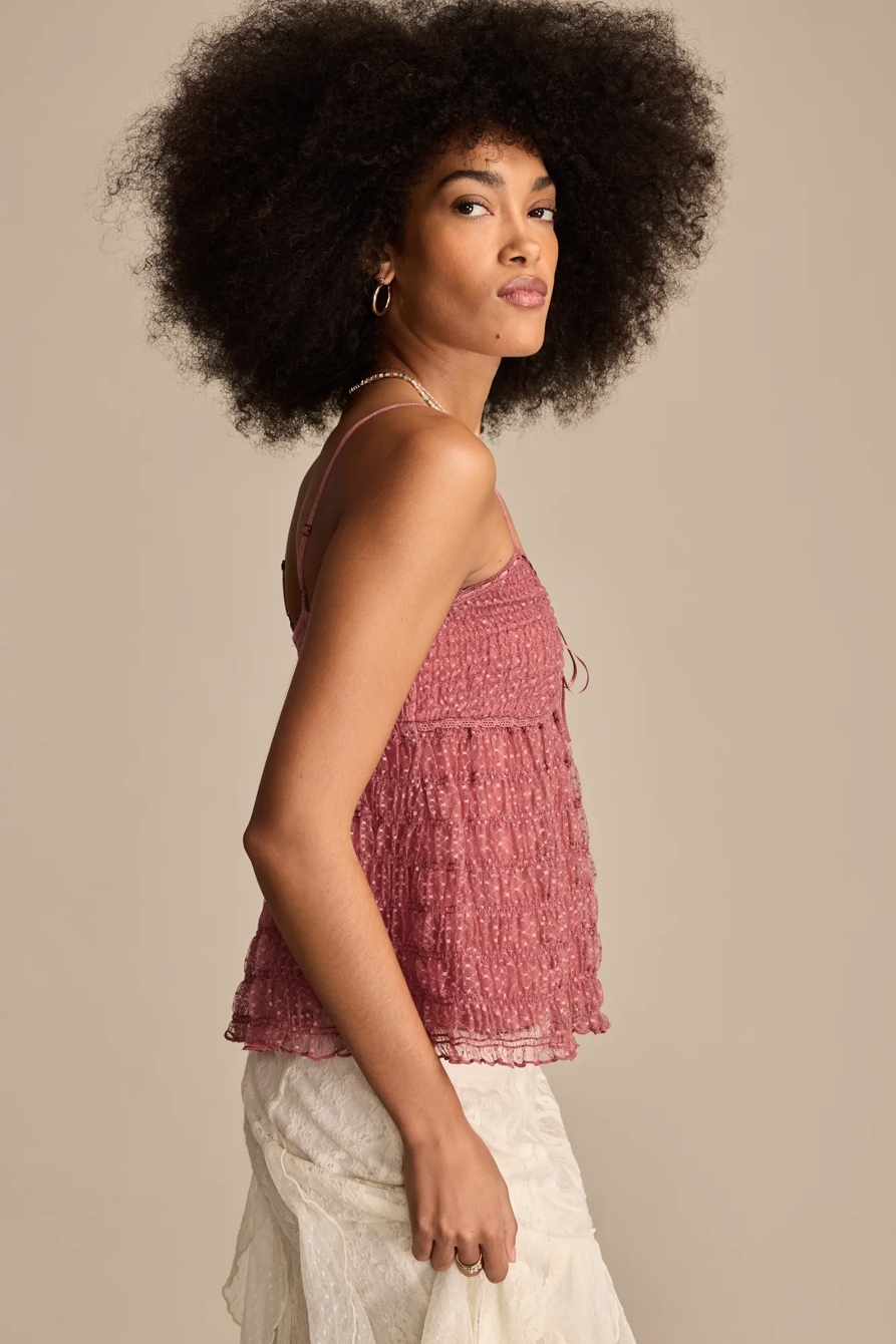 SMOCKED SHEER TANK — Mesa Rose — image 4