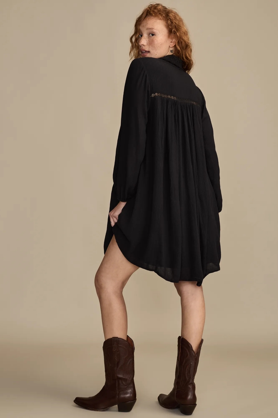 PETER PAN COLLAR MINI DRESS — CAVIAR — image 3