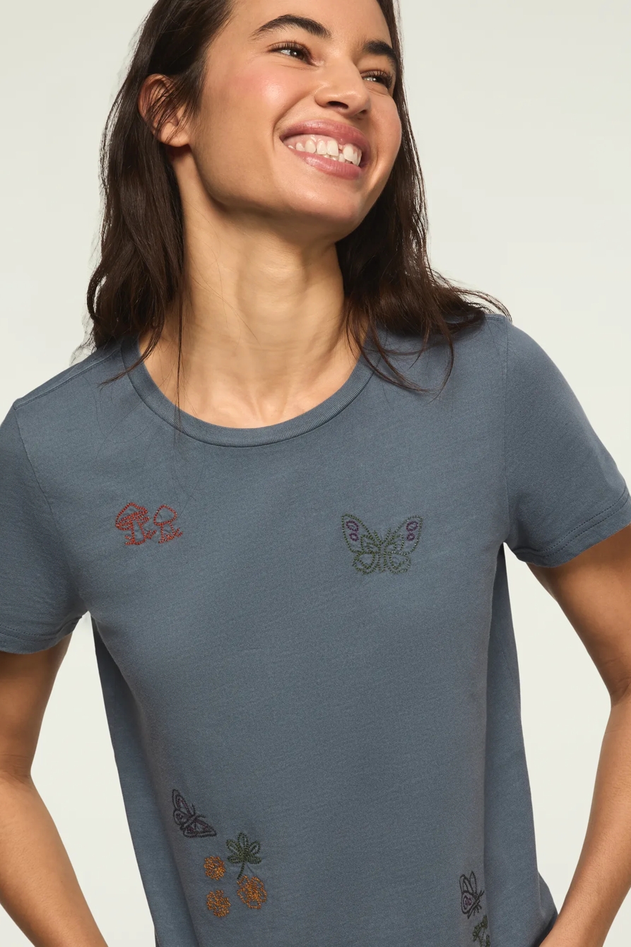 FLORAL BUTTERFLY ALL OVER CLASSIC CREW — #1479 FLINT STONE — image 2