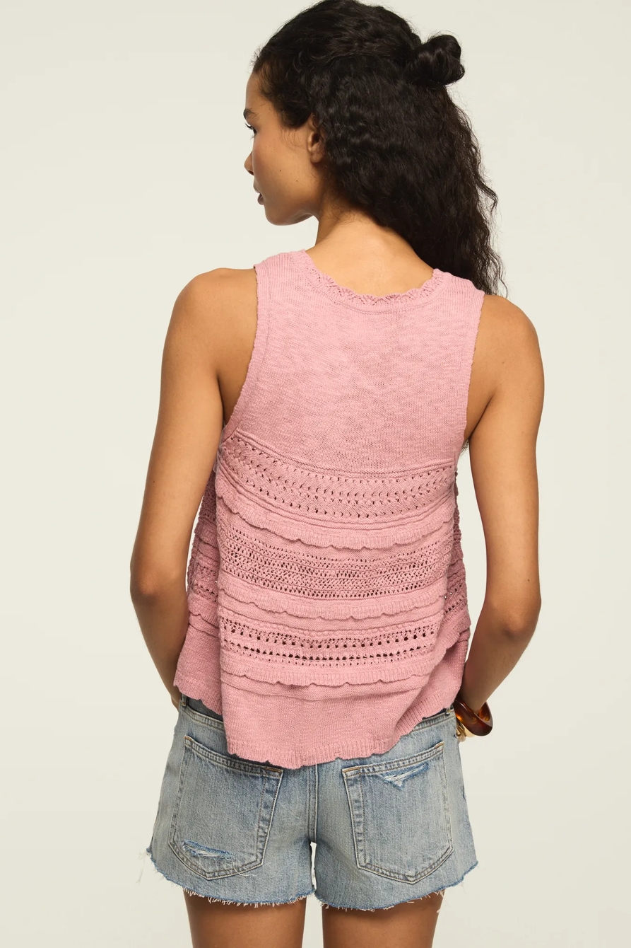 TIERED RUFFLE SWEATER TANK — LILAS — image 3