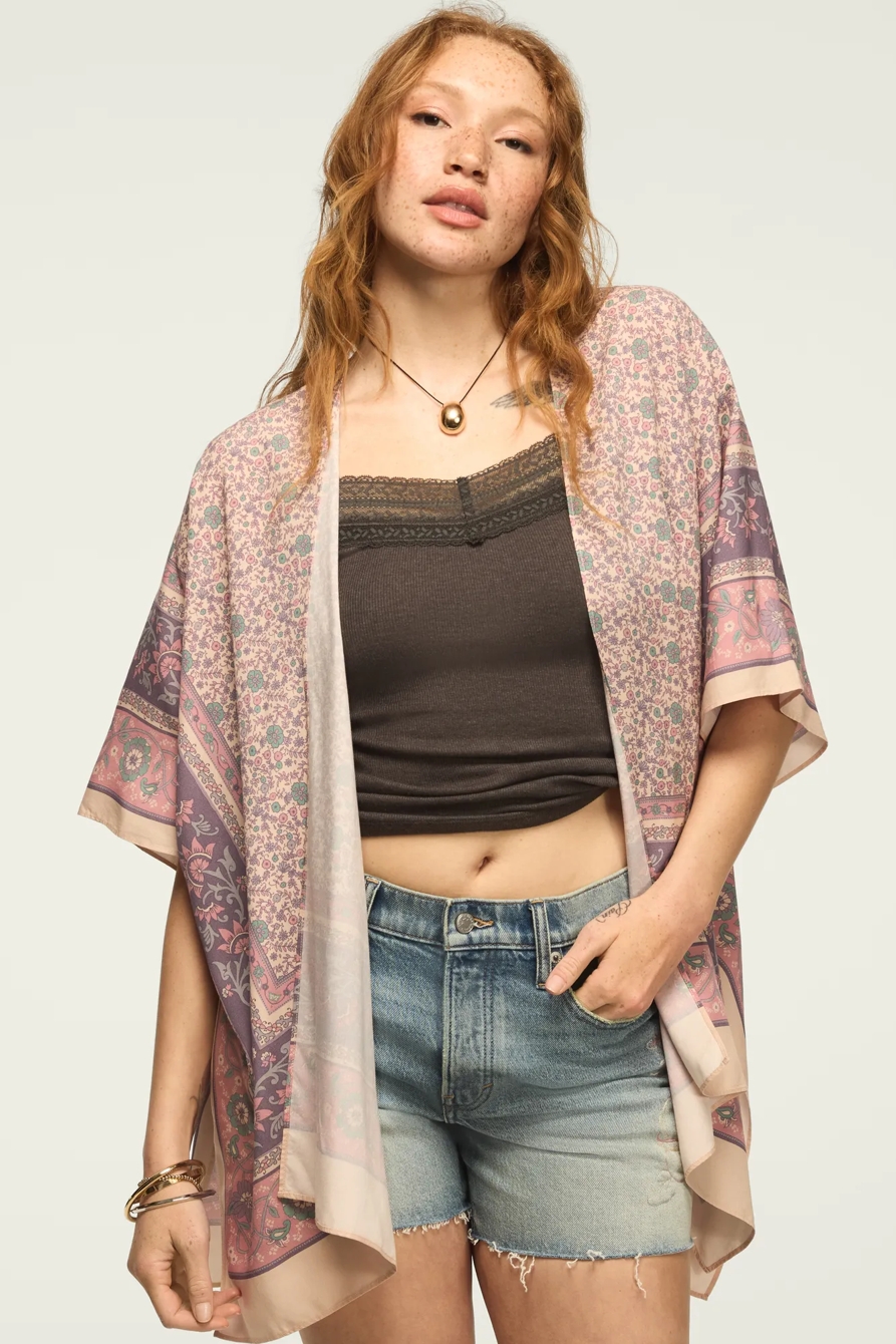 PRINTED CLASSIC KIMONO — PURPLE BORDER PRINT — image 1