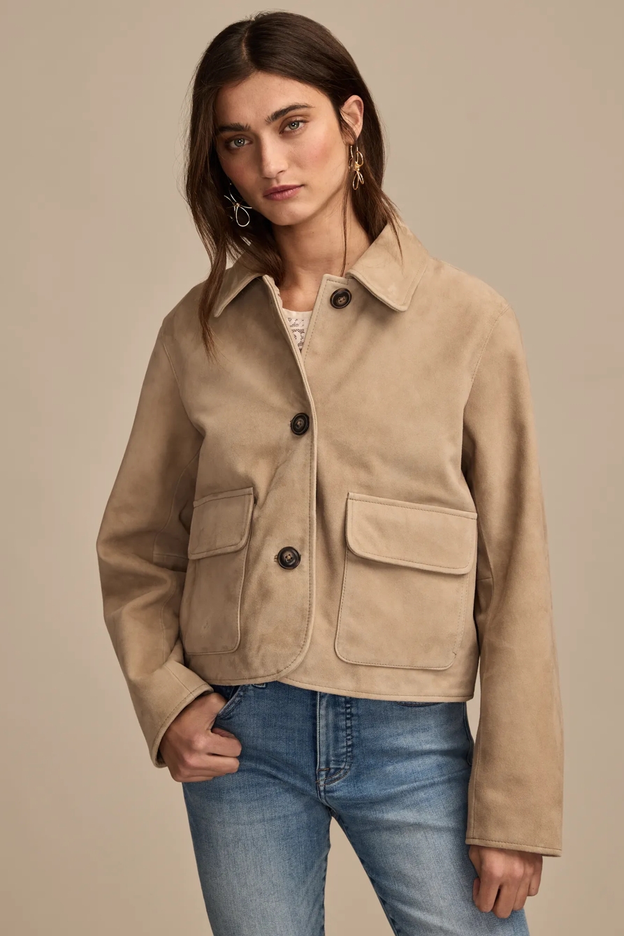 SUEDE LEATHER JACKET — DARK CREAM — image 3
