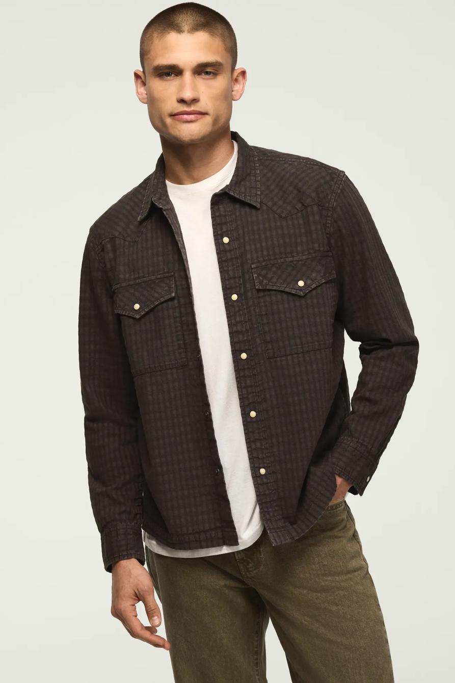 LONG SLEEVE RELAXED WESTERN SHIRT — PHANTOM — image 1