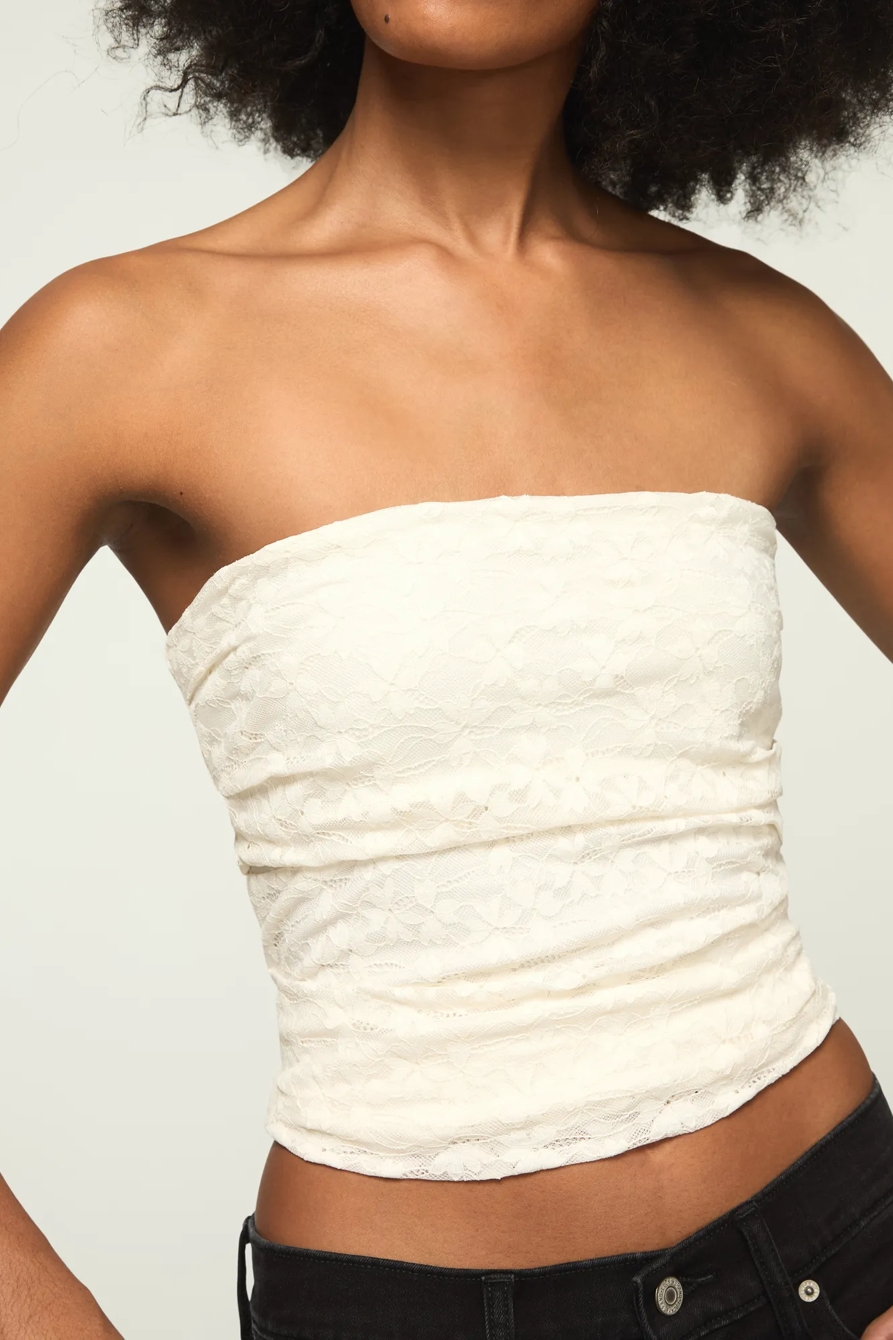 FESTIVAL LACE TUBE TOP — TOFU — image 2