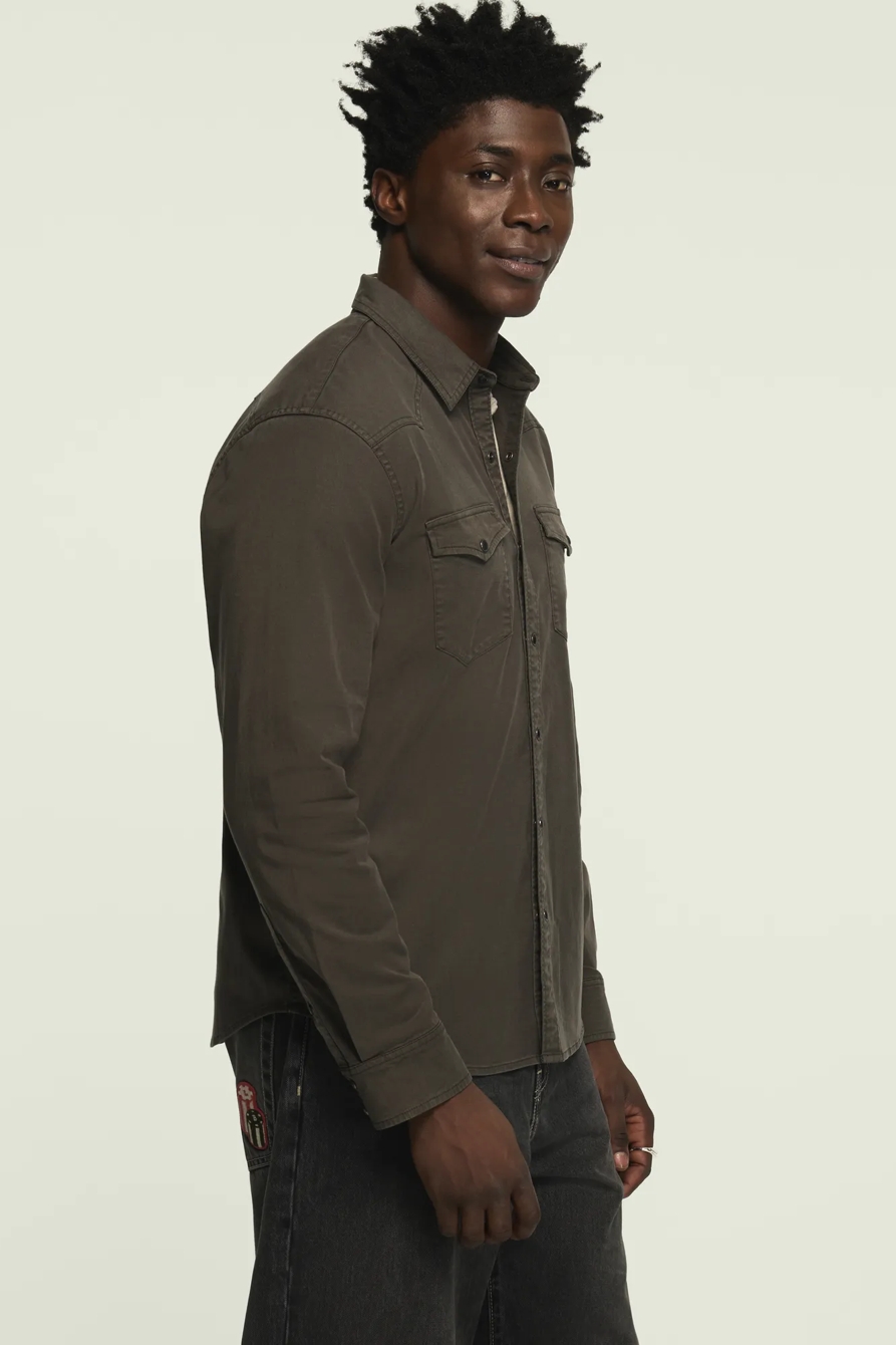 LONG SLEEVE TWILL MASA WESTERN SHIRT — RAVEN — image 4