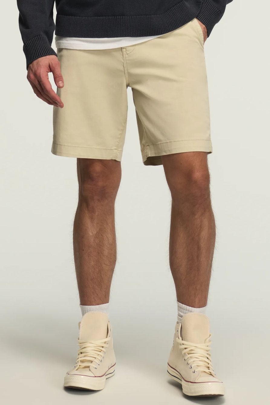 9" STRETCH TWILL FLAT FRONT SHORTS — PELICAN — image 1