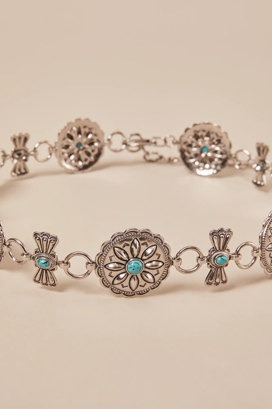 METAL TURQUOISE CHAIN BELT — SILVER — image 3
