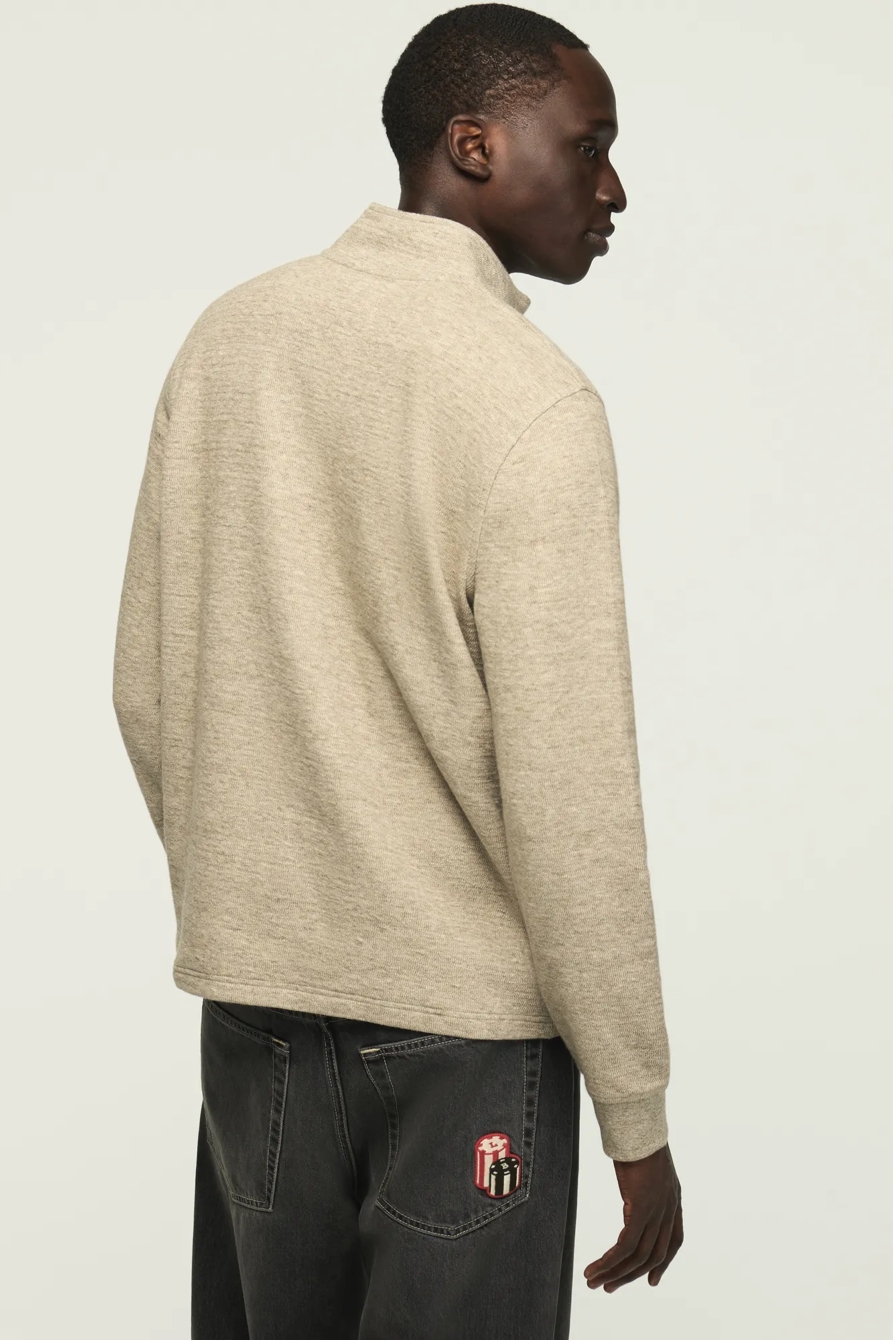 1/4 ZIP TEXTURED PULLOVER — OATMEAL — image 3
