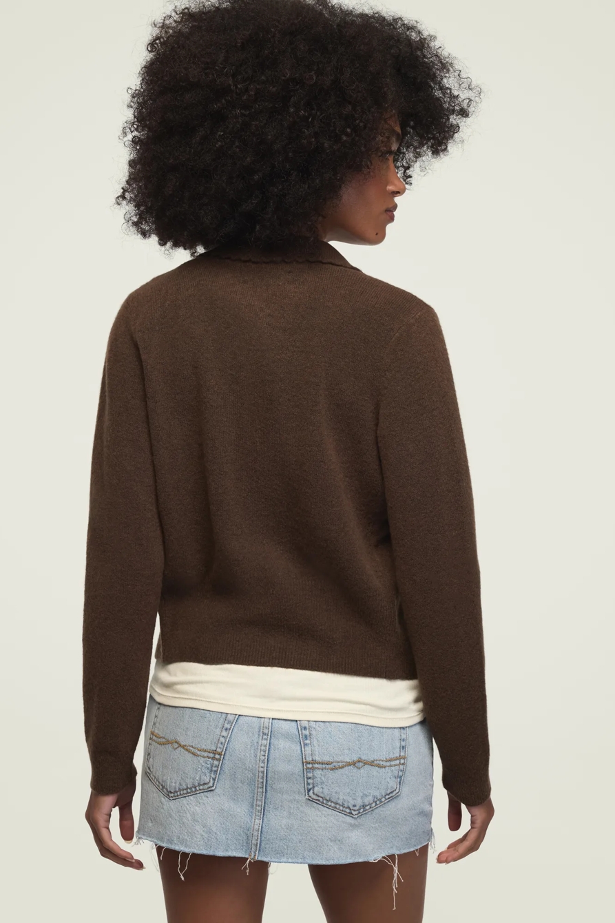 PETERPAN COLLAR CARDIGAN — HOT FUDGE — image 3