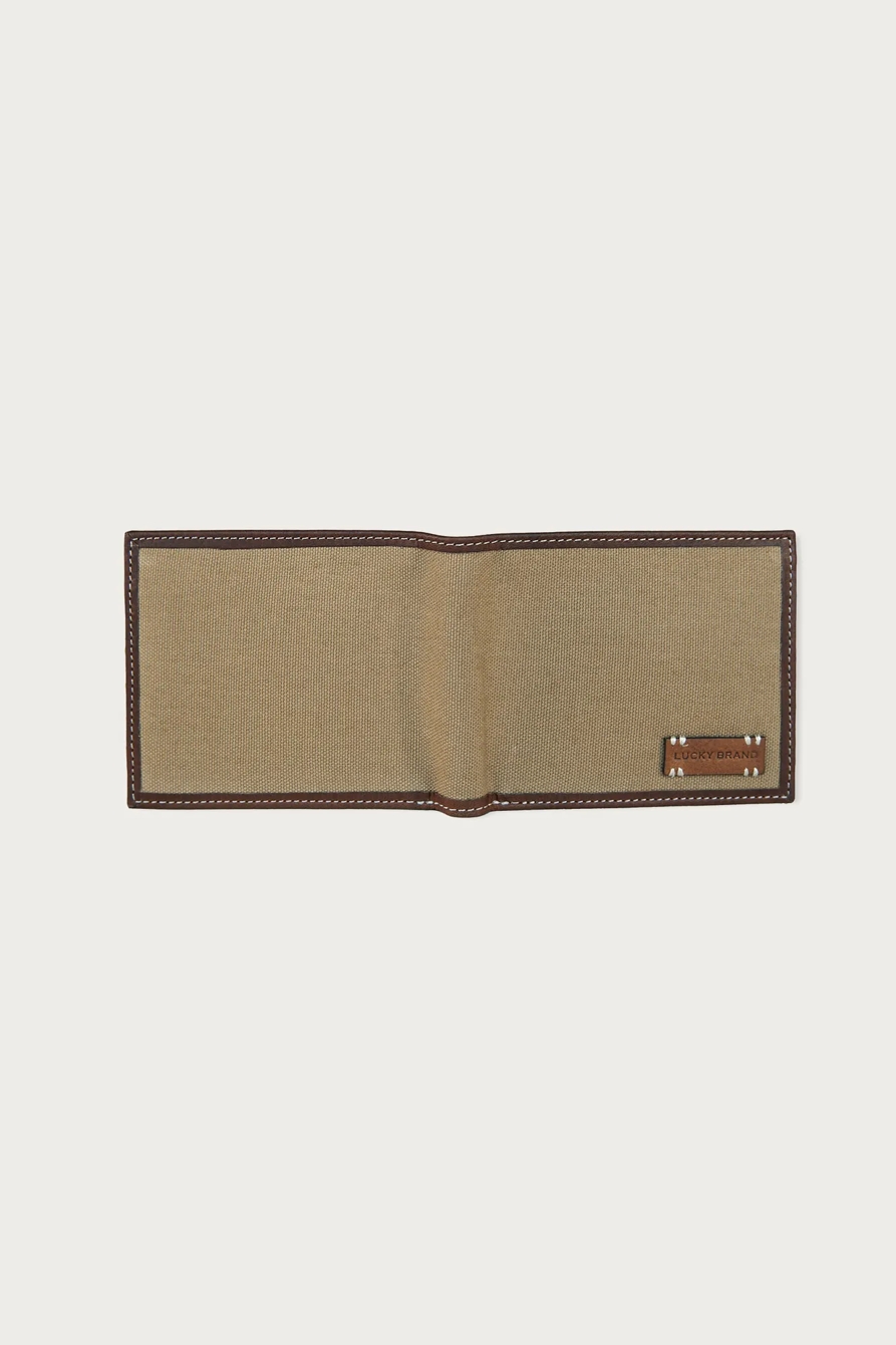 CANVAS WITH LEATHER TRIM BIFOLD WALLET — NATURAL — image 4