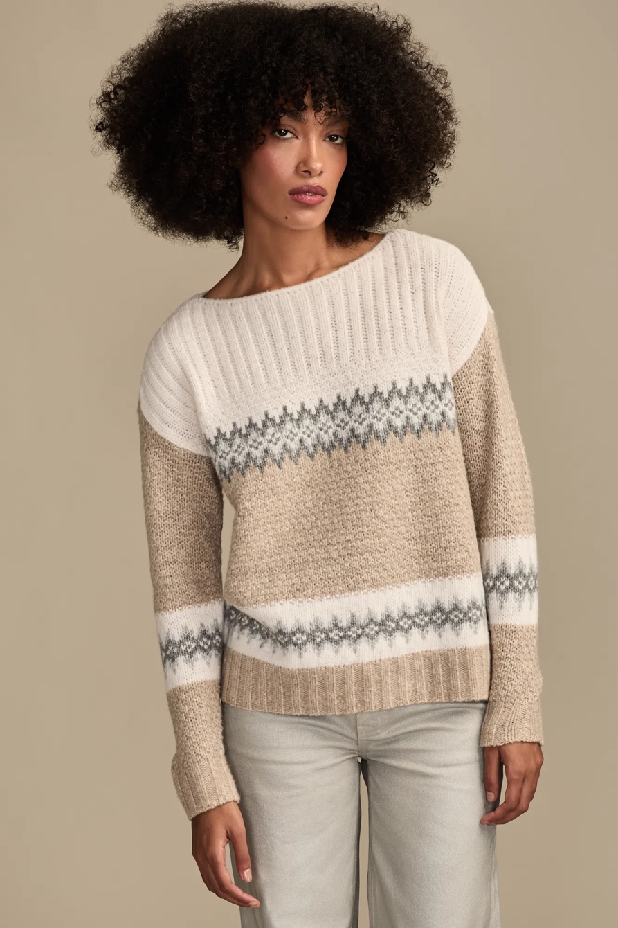 FAIRISLE BOATNECK — OAT MILK — image 1
