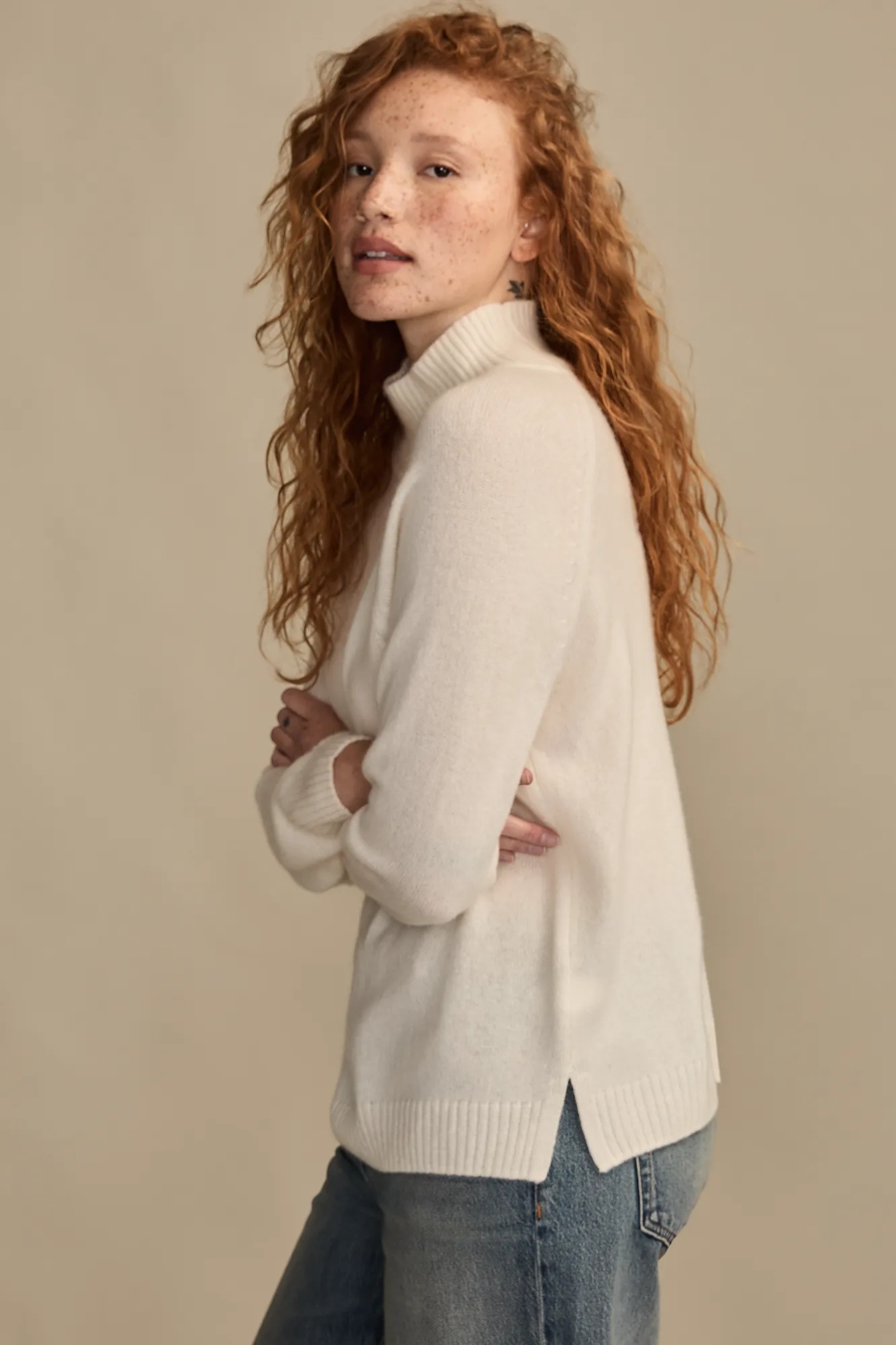 CASHMERE MOCK NECK SWEATER — ICE WHITE — image 4