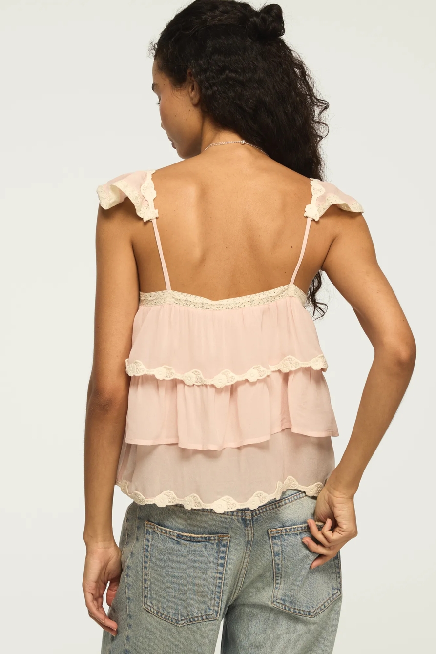 LACE TRIMMED FLUTTER TANK — SILVER PEONY — image 3