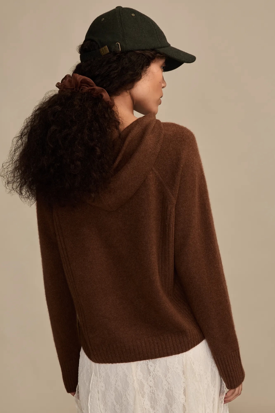 CASHMERE HOODIE SWEATER — MOCHA — image 3