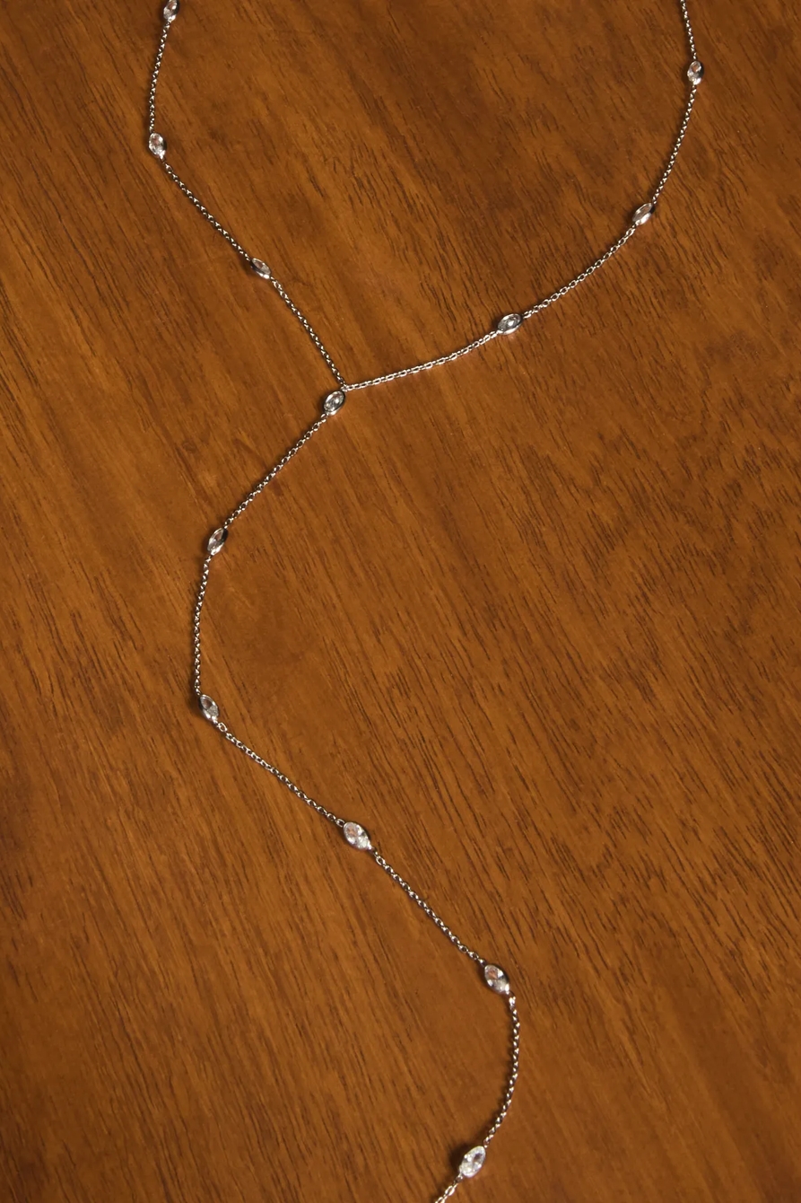 SHINE LARIAT NECKLACE — SILVER — image 2