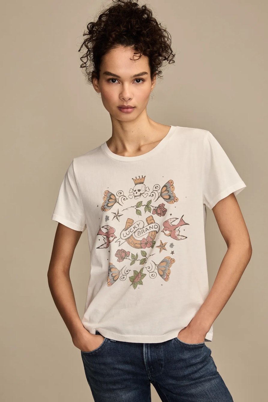 TATTOO BIRDS CLASSIC CREW — CREAM — image 2