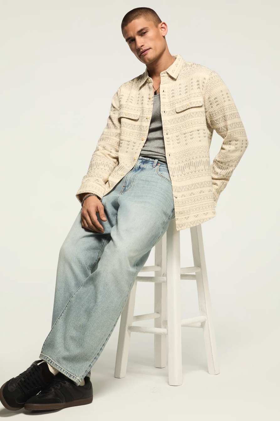 JACQUARD HUMBOLDT UTILITY SHIRT — CREAM MULTI — image 5