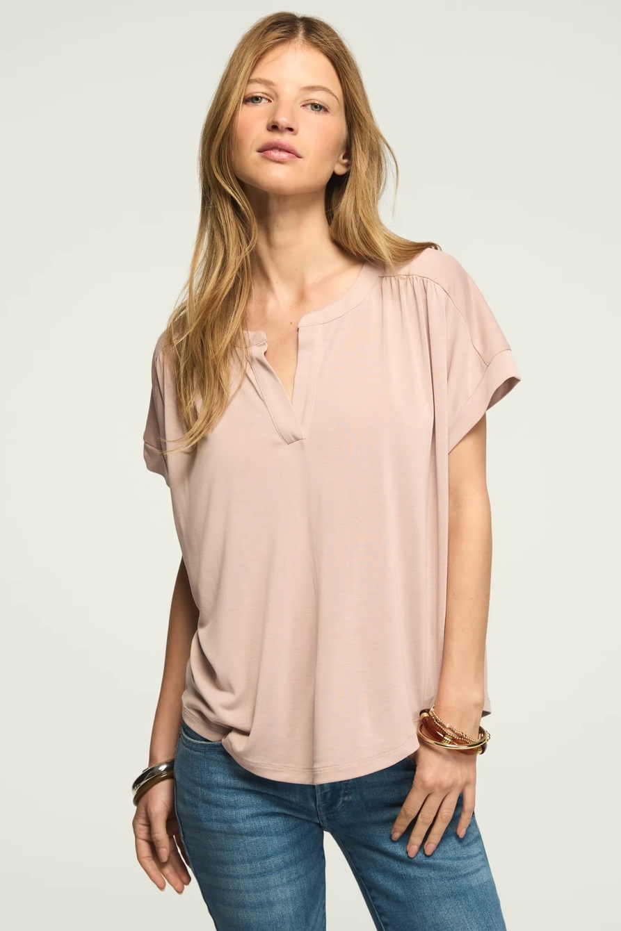 SANDWASH NOTCH NECK DOLMAN TEE — ADOBE ROSE — image 5
