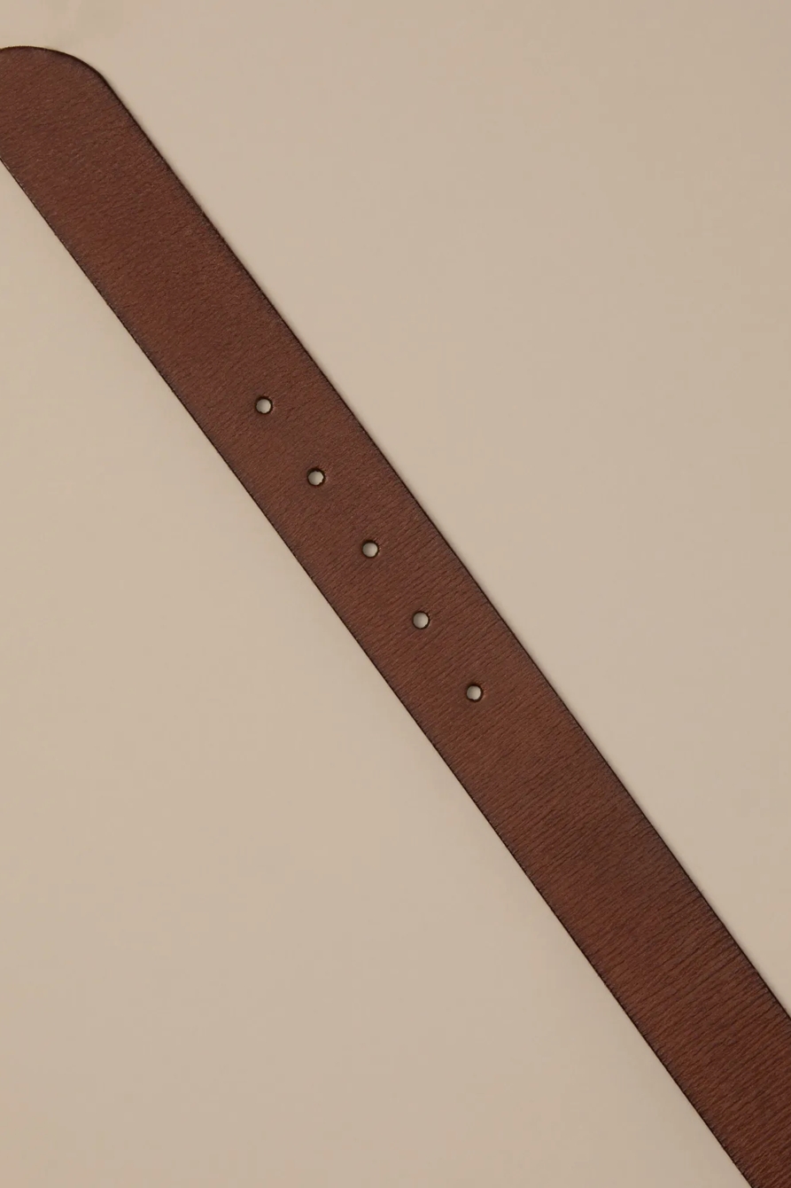 LEATHER LOGO BELT — DARK BROWN — image 2