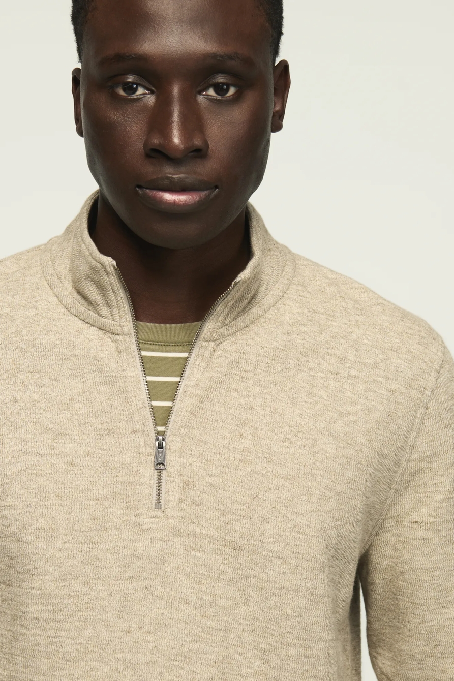 1/4 ZIP TEXTURED PULLOVER — OATMEAL — image 5