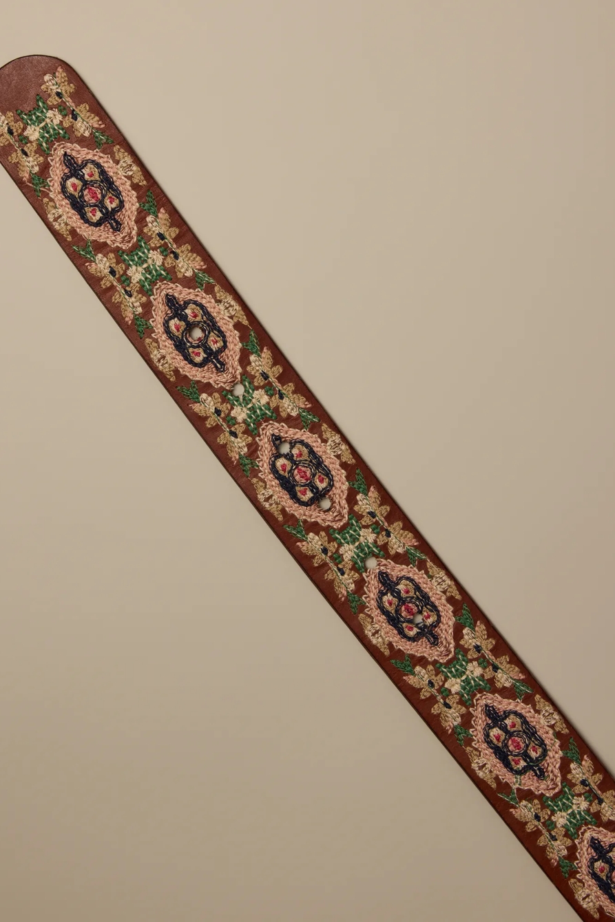 MULTI EMBORIDERED BELT — BROWN — image 2