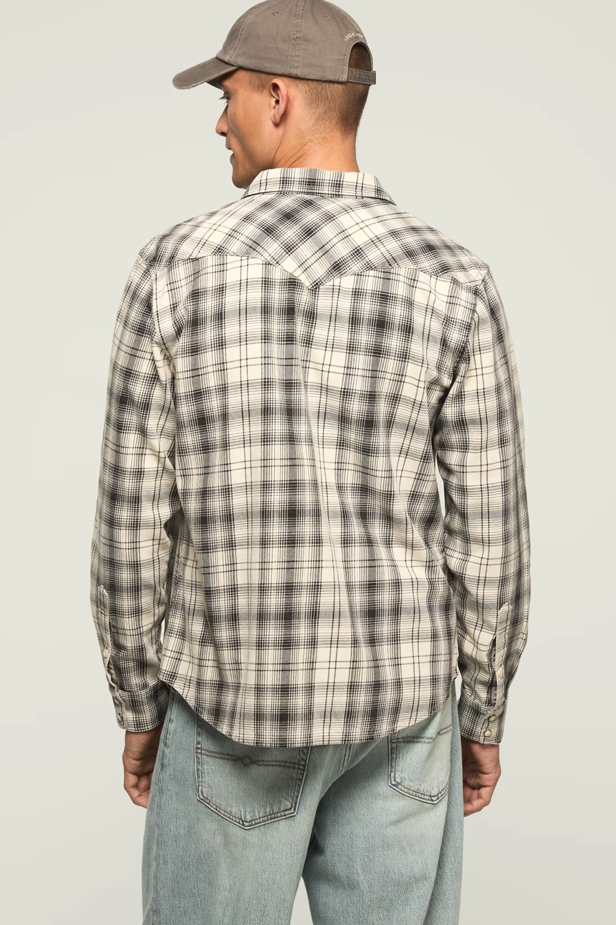 SULFUR TWILL LONG SLEEVE WESTERN SHIRT — CREAM MULTI — image 3