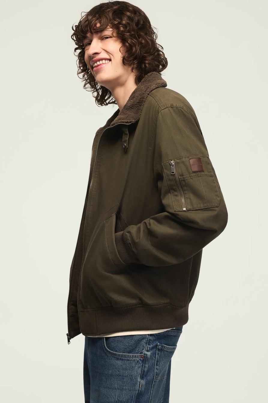 SHERPA LINED FLIGHT JACKET — OLIVE — image 4
